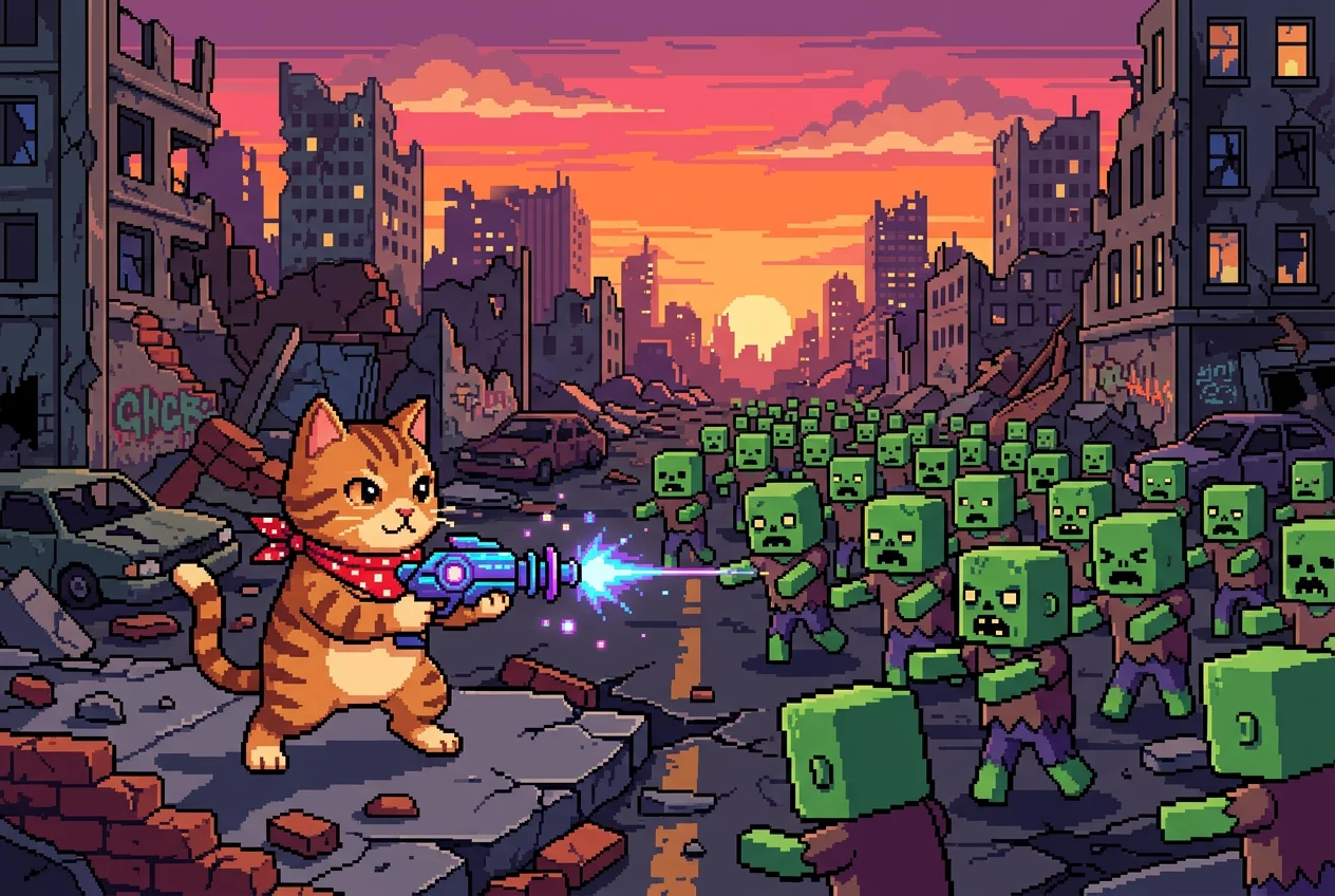 Cat Gunner Vs Zombies Survival