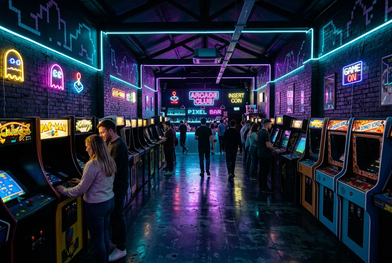 Entorno de arcade retro neón